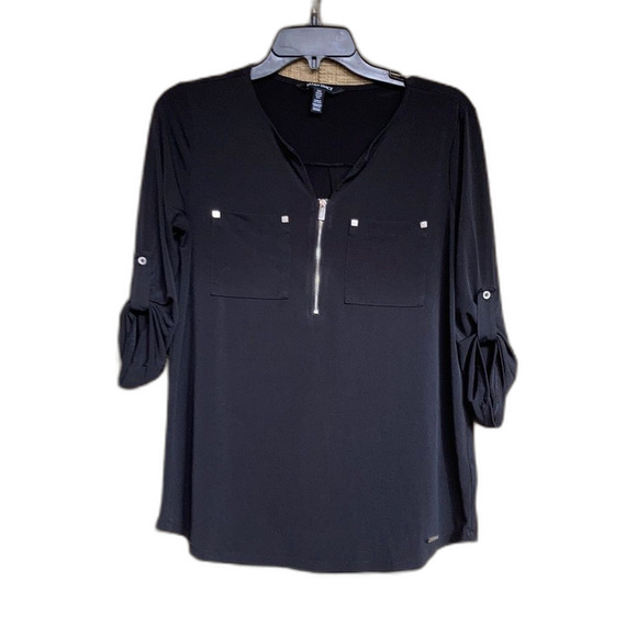 Ellen Tracy black zipper shirt - Picture 1 of 6